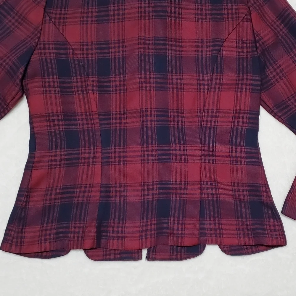 VINTAGE 80s Jessica Howard Wine Red Buffalo Plaid Ribbed Pants Mockneck Top Set